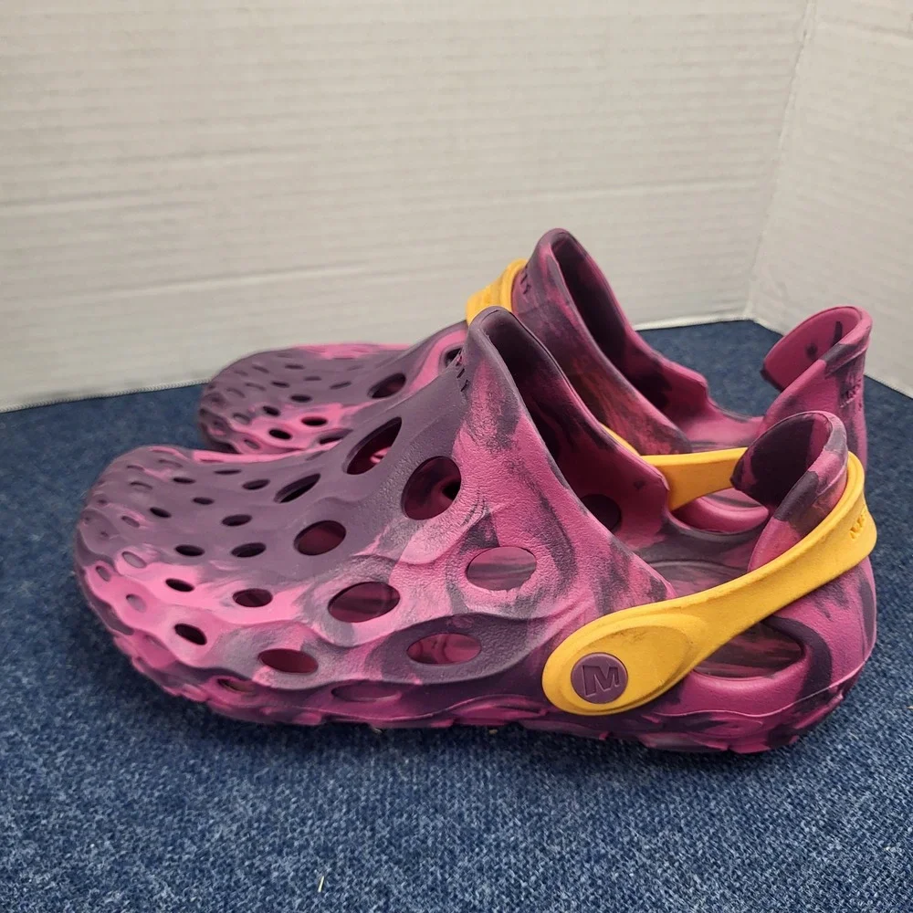 Merrell Hydro Moc Kids Size 2 Marbled Purple Pink Yellow Water Shoes Clogs